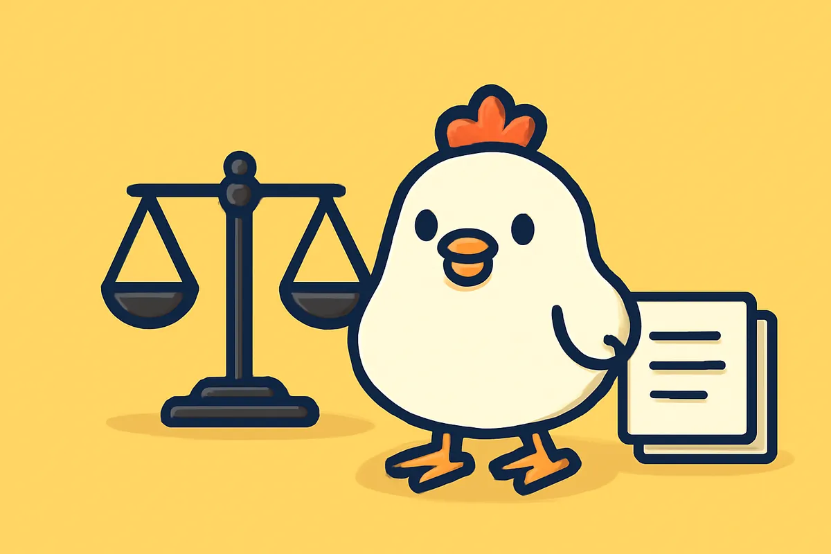 Illustrazione: bilancia della legge e documentazione normativa